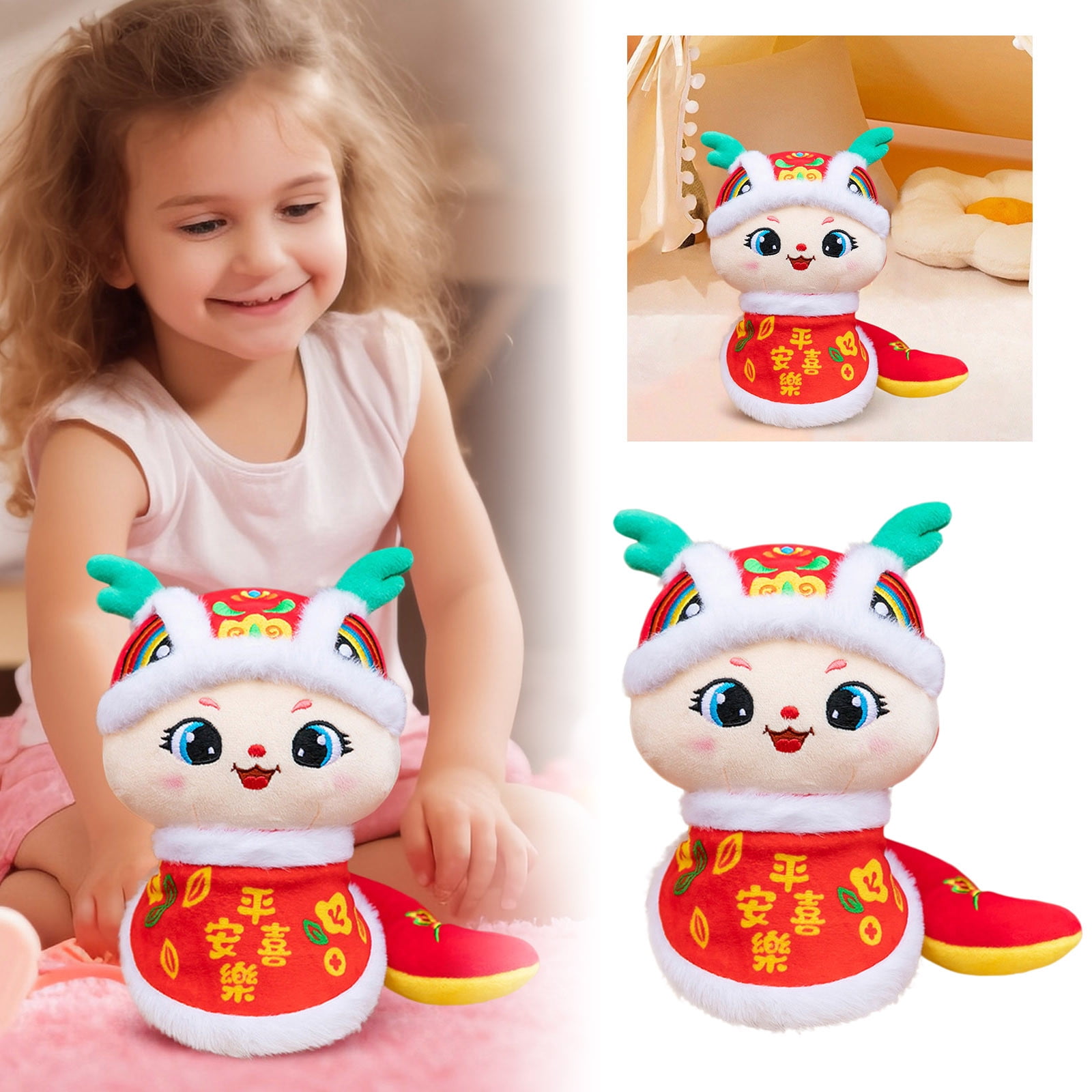 Lolynie Snake Year Mascot Plush Doll Cartoon Lucky Zodiac Snake Plush