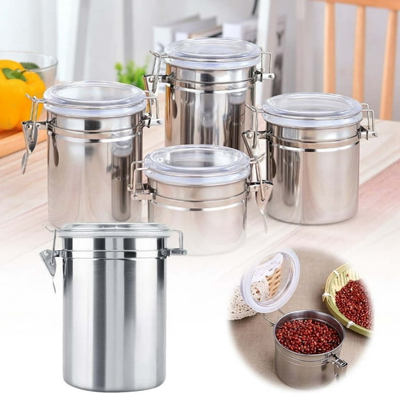 Lolynie Stainless Steel Food Canister - Airtight Snap-Lid Storage For Coffee & Powder, Kitchen Organizer For Freshness Preservation