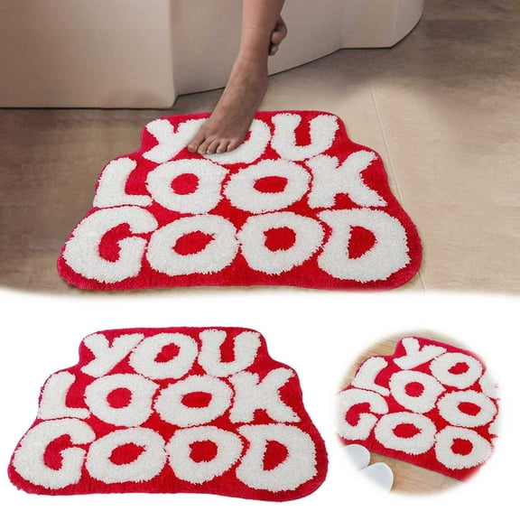 Lolynie Text Imitation Bathroom Floor Mat - Water Absorbing Entrance Hall Rug, Easy Clean Doormat