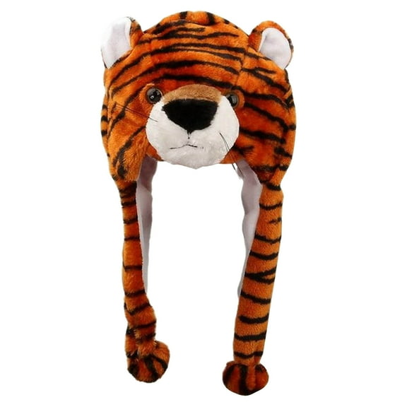 Lolynie Tiger Cute Plush Animal Winter Ski Hat Beanie Aviator Style Winter (Short)