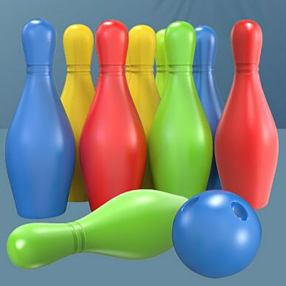 Lolynie Toy Bowling Set For Kids Ages 2 3 4 5, Includes 10 Pins & 2 Balls, Toddler Indoor Outdoor Activity Games, Educational Birthday Gifts For Boys Girls