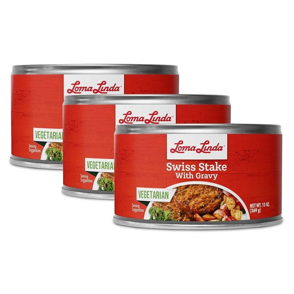Loma Linda - Plant-Based - Swiss Stake with Gravy (13 oz.) (Pack of 3)