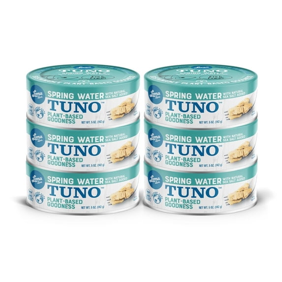 Loma Linda Tuno - Plant-Based - Spring Water (5 oz.) (Pack of 6) - Non-GMO, Ocean Safe, Omega 3, Seafood Alternative