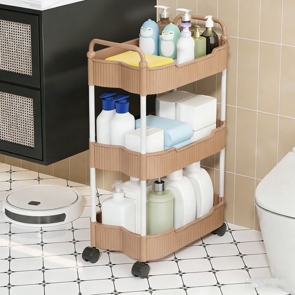 Lomaiwei 3-Tier Rolling Storage System,Multi-Purpose Organizer Cart with Wheels for Office Living Room Organization Plastic Multi-Room Organizer blue