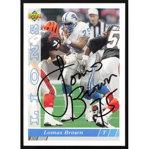Lomas Brown Autographed 1993 Upper Deck Card #103 Detroit Lions SKU #259539