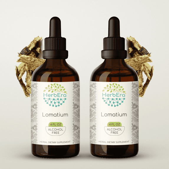 HerbEra Lomatium Tincture, Herbal Dietary Supplement for Immune Support, Lomatium (Lomatium dissectum) Dried Root Extract, Natural, Alcohol-Free, Drops 2x4 oz