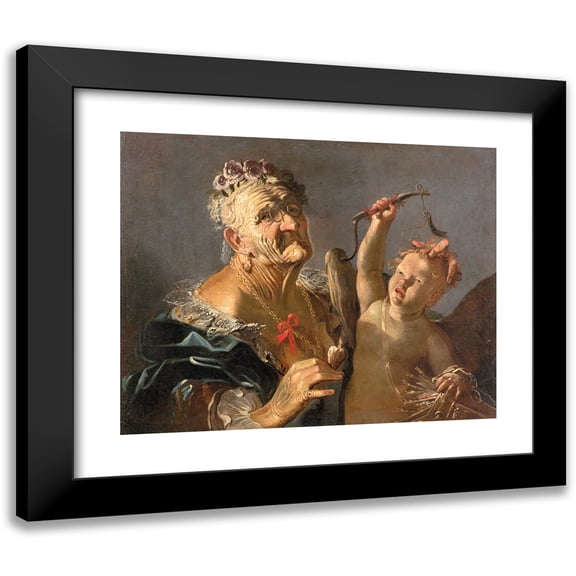 Lombard School 24x20 Black Modern Framed Museum Art Print Titled - Allegory of Old Age (Early 18th Century)