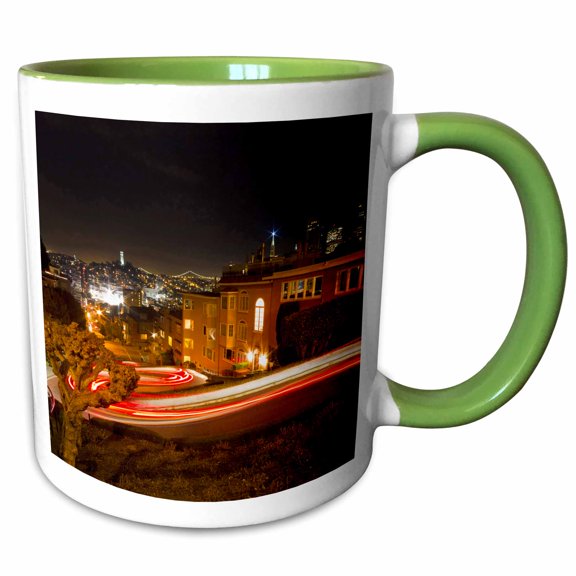 3drose, Lombard Street, San Francisco, California - Us05 Cha0180 - Chuck Haney, 11oz Two-tone Green Mug