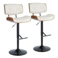 thumbnail image 1 of Lombardi Mid-Century Modern Adjustable Barstool With Swivel In Walnut With Cream Faux Leather - Set Of 2, 1 of 7