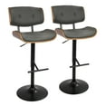 thumbnail image 1 of Lombardi Mid-Century Modern Adjustable Barstool With Swivel In Walnut With Grey Faux Leather - Set Of 2, 1 of 7