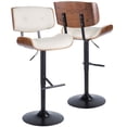 thumbnail image 1 of Lombardi Mid-Century Modern Adjustable Barstool in Walnut with Cream Faux Leather by LumiSource, 1 of 9