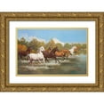 thumbnail image 1 of Lombardo, Spartaco 24x17 Gold Ornate Wood Framed with Double Matting Museum Art Print Titled - STAMPEDE, 1 of 4