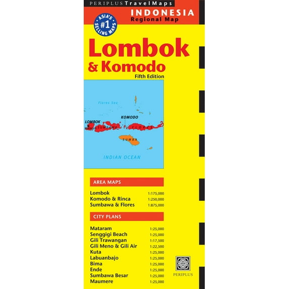 Lombok & Komodo Travel Map Fifth Edition, (Paperback)