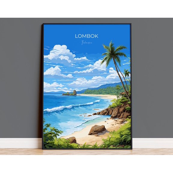 Lombok Print, Travel Poster of Lombok, Indonesia, Lombok Gift, Indonesia Art Gift, Travel Gift, Wall Art Print, 8x12 UNFRAMED