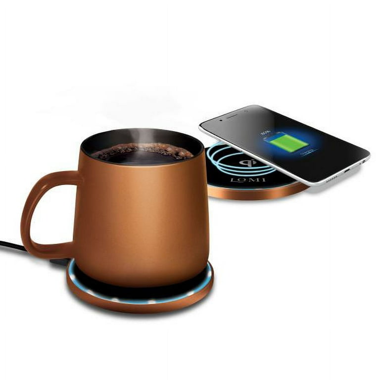 Lomi 2-In-1 Smart Mug Warmer and QI Wireless Charger, Copper 