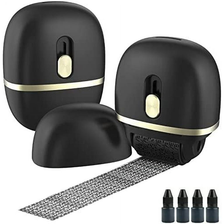 Lomil Identity Protection Roller Stamps 2 Pack - Confidential Roller Stamp  with 4 Refills - Wide Identity Theft Protection Stamp for ID Blockout,  Privacy & Security(Black) 