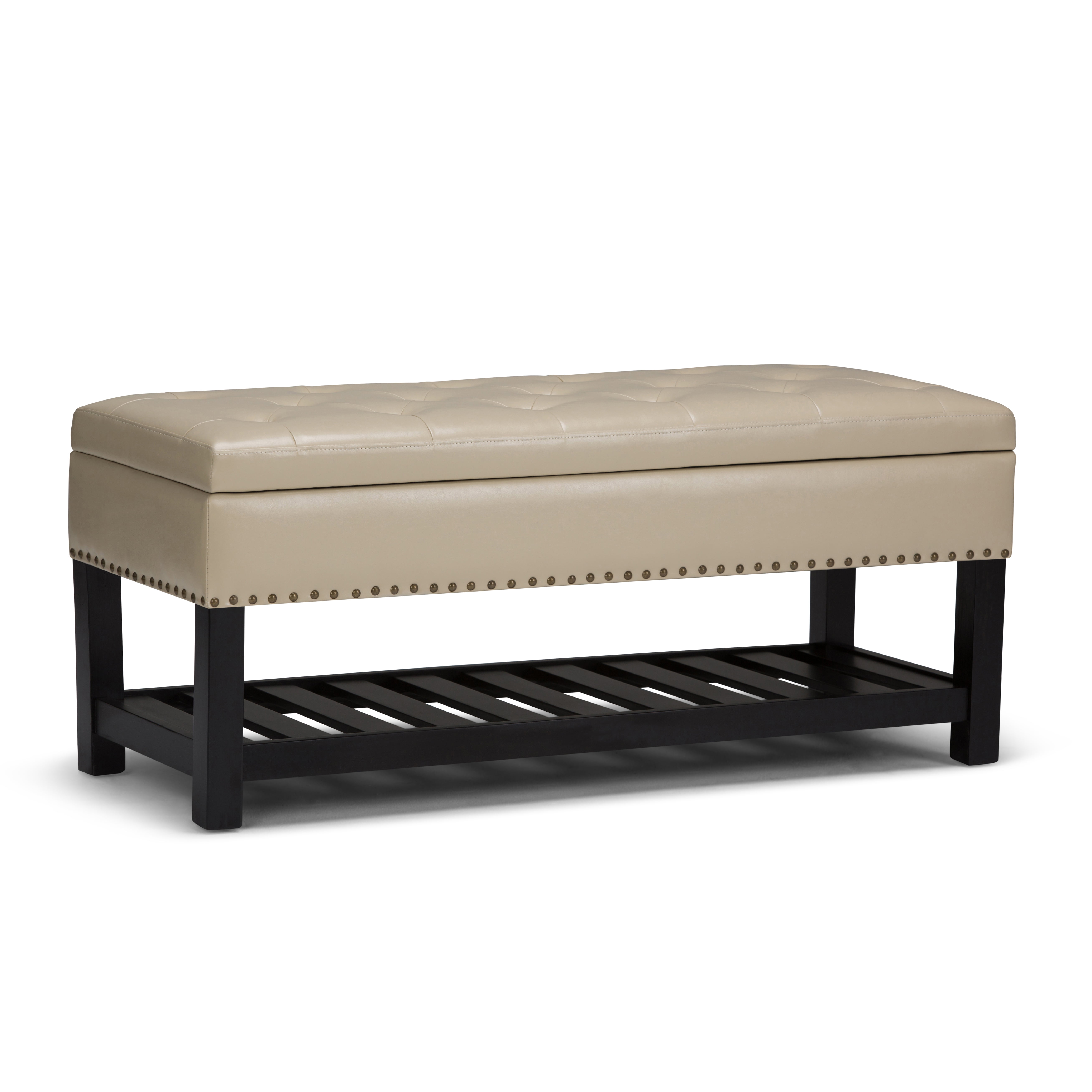 Msson Brown Tufted Bonded Leather Ottoman Storage Bench Brown - Chrstopher Knght Home
