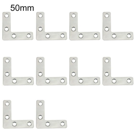 Lomubue 10Pcs 50mm L Shape Corner Bracket Not Easy to Rust Humanized Design Complete Specifications Flat Corner Brace for Door