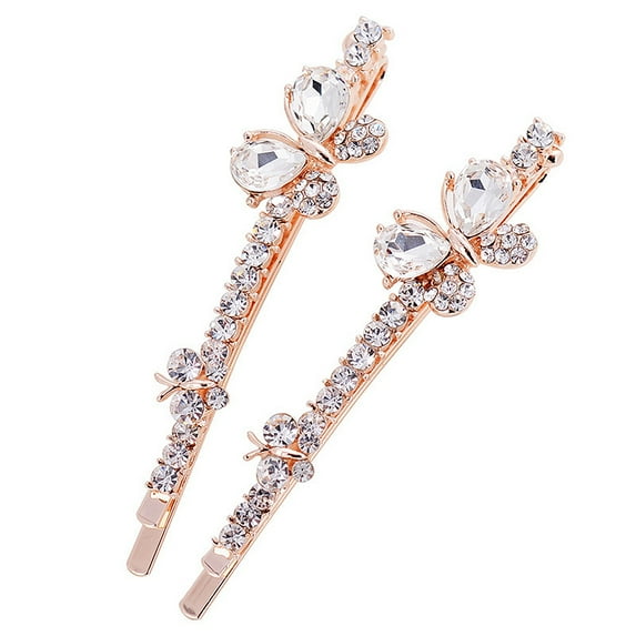 Lomubue 2Pcs Fashion Butterfly Hair Pin Fringe Hairclip Women Rhinestone Jewelry Gift