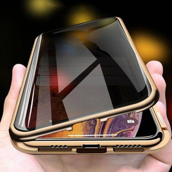 Lomubue Anti-Glare Magnetic Tempered Glass Phone Case for iPhone XS Max