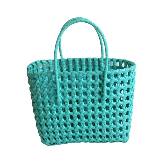 Lomubue Beach Bag Hollow Square Large Capacity Straw Portable Shopping Basket Storage Supplies