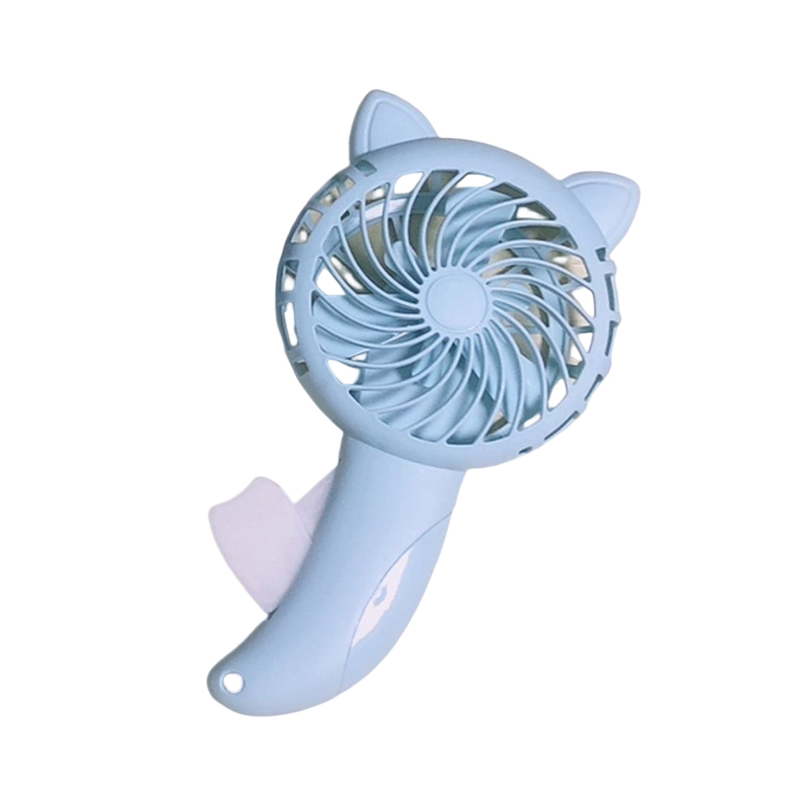 Lomubue Cartoon Handheld Fan with Lanyard Hole Cat Ear Strong Wind ...