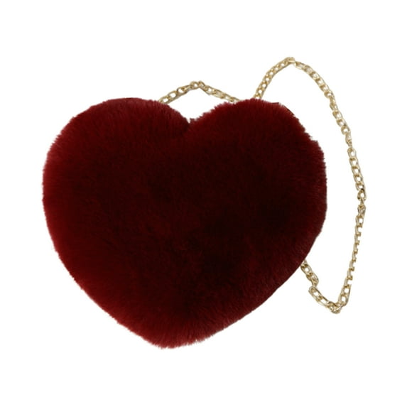 Lomubue Crossbody Bag Solid Color All-Matched Heart Shape Zippered Closure Handbag for Women