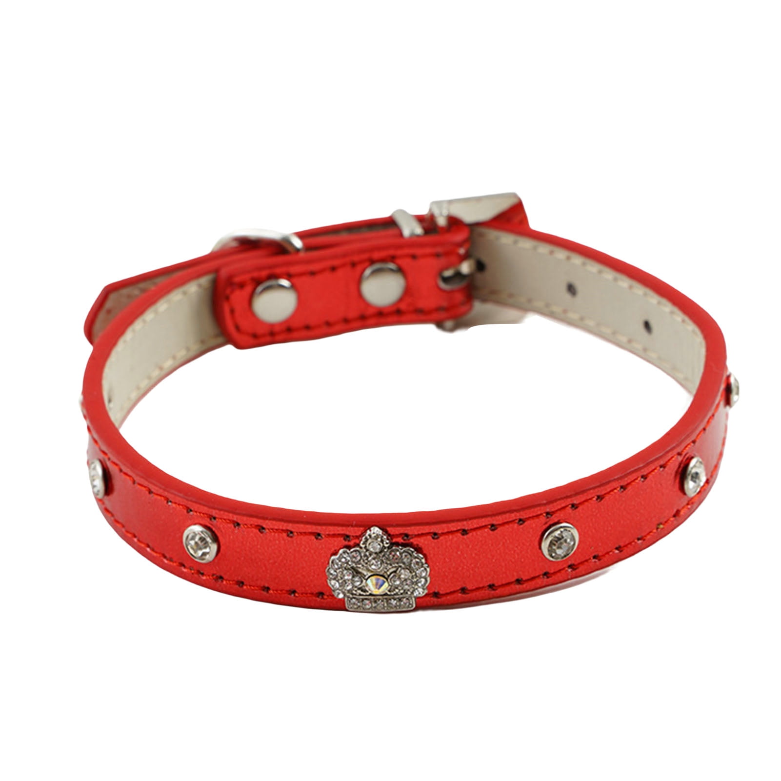 Lomubue Dog Collar Adjustable Buckle Design Pet Dog Crown Rhinestone