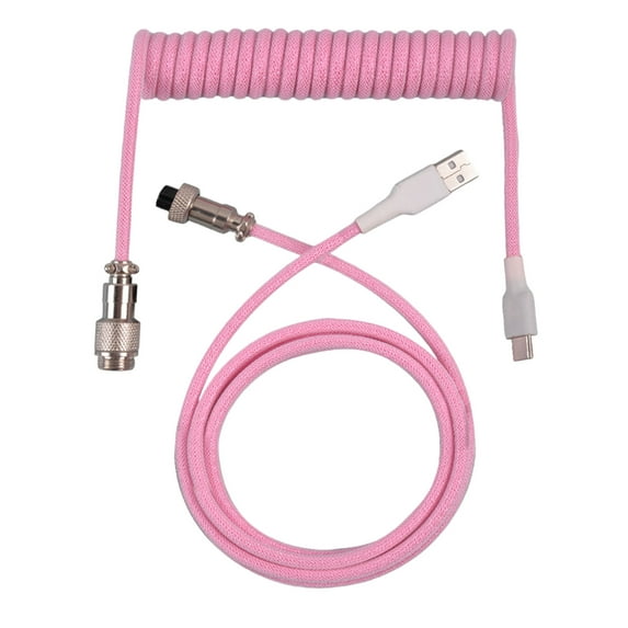 Lomubue Mechanical Keyboard Cable Vibrant Color Plug-and-play Flexible Extra-long Telescopic Tangle-free Type-C to USB Coiled Gaming Keyboard Cable Laptop Accessories
