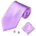 thumbnail image 1 of Lomubue Men's Fashion Solid Color Suits Ties Necktie Cufflinks Hanky Set Suit, 1 of 10