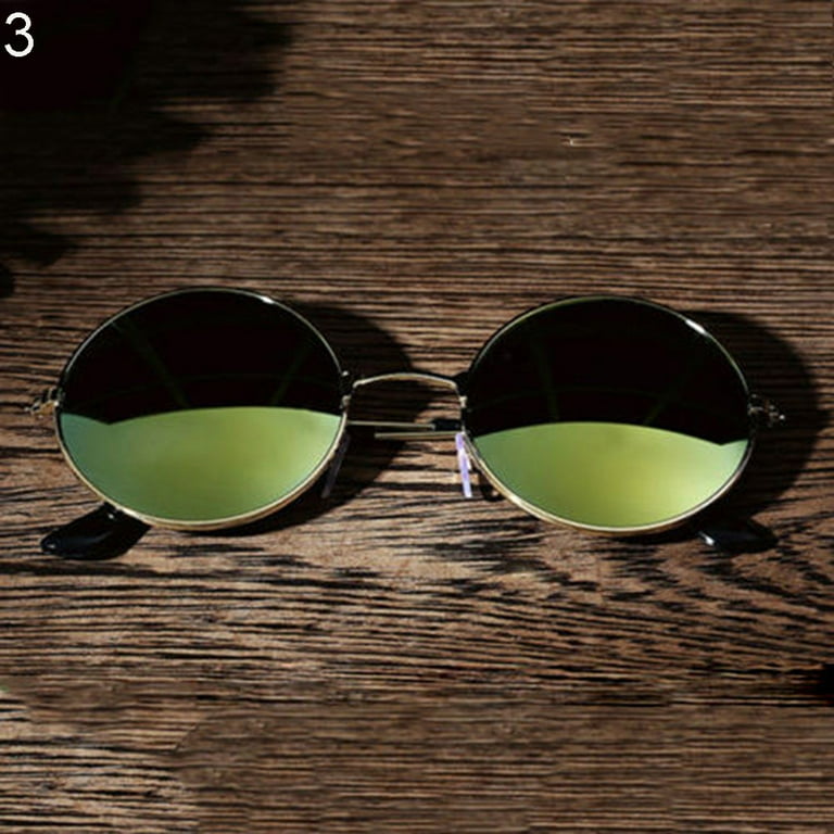 Lomubue Men s Women s Round Mirror Lens Glasses Outdoor UV Protection Sunglasses Eyewear