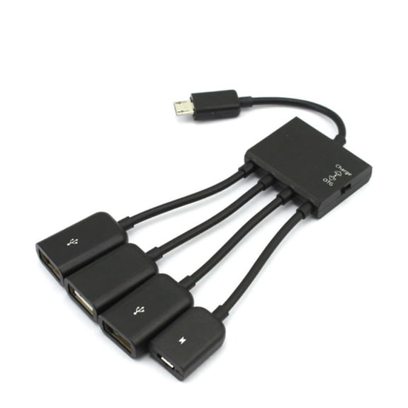 Lomubue OTG Hub Adapter 3/4 Port Multifunctional Fast Transfer Stable Performance Widely Compatible Power Charging Portable Smartphone Tablet Micro USB Splitter Hub Converter Cable