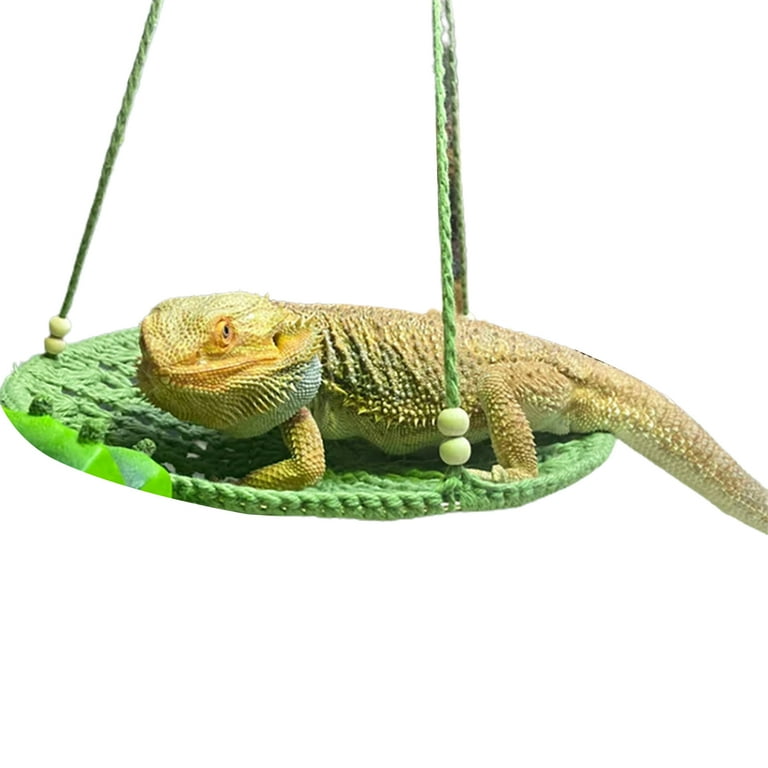 Lomubue Reptile Hammock Hand Woven Strong Load-bearing Gecko Lizard Swing  Toy Round Bearded Dragon Swing Hanging Bed