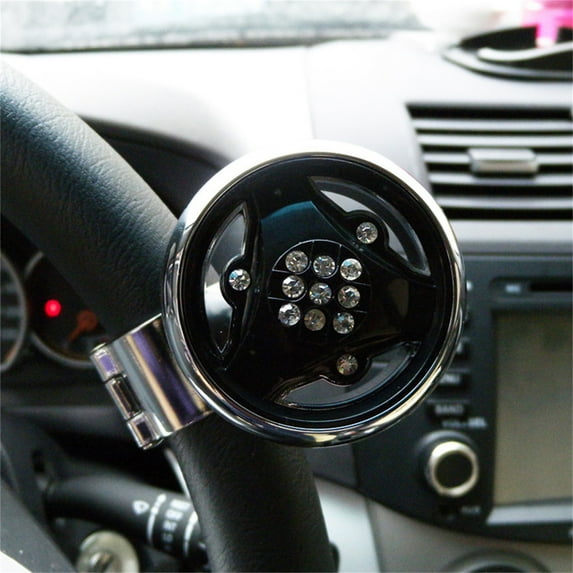 Lomubue Stylish Rhinestones Car Steering Wheel Spinner Knob Handle Control Ball Booster