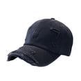 thumbnail image 1 of Lomubue Sun Protection Extended Brim Adjustable Bucket Baseball Cap Distressed Ripped Hole Unisex Hat Fashion Accessories, 1 of 1