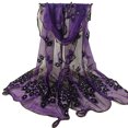 thumbnail image 1 of Lomubue Women Fashion Peacock Flower Embroidered Lace Scarf Long Soft Wrap Shawl Stole, 1 of 10