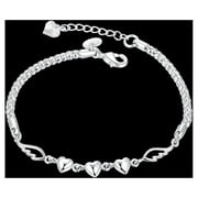 Lomubue Women's 925 Sterling Silver Charm Love Heart Wings Bracelet Cuff Bangle Jewelry,1PC