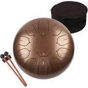 Lomuty Steel Tongue Drum 11 Notes 12 inches with Bag, Music Book, Mallets and Bracket(Brown)