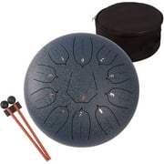 Lomuty Steel Tongue Drum 11 Notes 12 inches with Bag, Music Book, Mallets and Bracket (Navy)