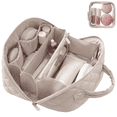thumbnail image 1 of Lomyolo Travel Makeup Bag for Women, 2Pcs Puffer Cosmetic Bags Large Capacity, Toiletry Bag Waterproof Portable, Wide Open Cosmetic Organizer Pouch with Compartments for Toiletries & Brushes-Khaki, 1 of 7