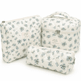 thumbnail image 1 of Lomyolo 3 Pcs Quilted Makeup Bag Set for Women, Cute Floral Cosmetic Bags, Large Travel Toiletry Bag, Makeup Pouch & Brush Bag Organizer - Blue Botanical Floral, 1 of 8