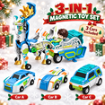 thumbnail image 1 of Lomyolo 3-in-1 Collision Transforming MARS DEER Toys Magnetic Cars Convertible Robot Toys for Kids Dino Car Toddler Fun Christmas Birthday Gift for Age 3-12 Years Boys (BLUE), 1 of 7