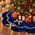 thumbnail image 1 of Lomyolo 48Inch Christmas Tree Skirt - Luxury Velvet with Sparkling Gold Lace Trim, Scalloped Edge Xmas Tree Skirt for Merry Christmas Party Gift Holiday Home Decor - Navy Blue, 1 of 8
