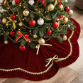 thumbnail image 1 of Lomyolo 48Inch Christmas Tree Skirt - Luxury Velvet with Sparkling Gold Lace Trim, Scalloped Edge Xmas Tree Skirt for Merry Christmas Party Gift Holiday Home Decor-Red, 1 of 8