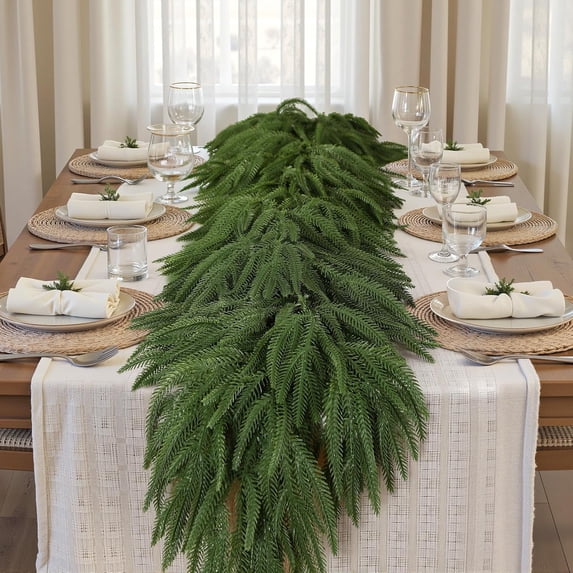 Lomyolo 6 Ft Artificial Christmas Garland Norfolk Pine Real Touch Dense Faux Greenery Garland for Christmas Mantle Table Wall Staircase Doorway Decor Indoor & Outdoor Holiday Decorations(1 Pack)