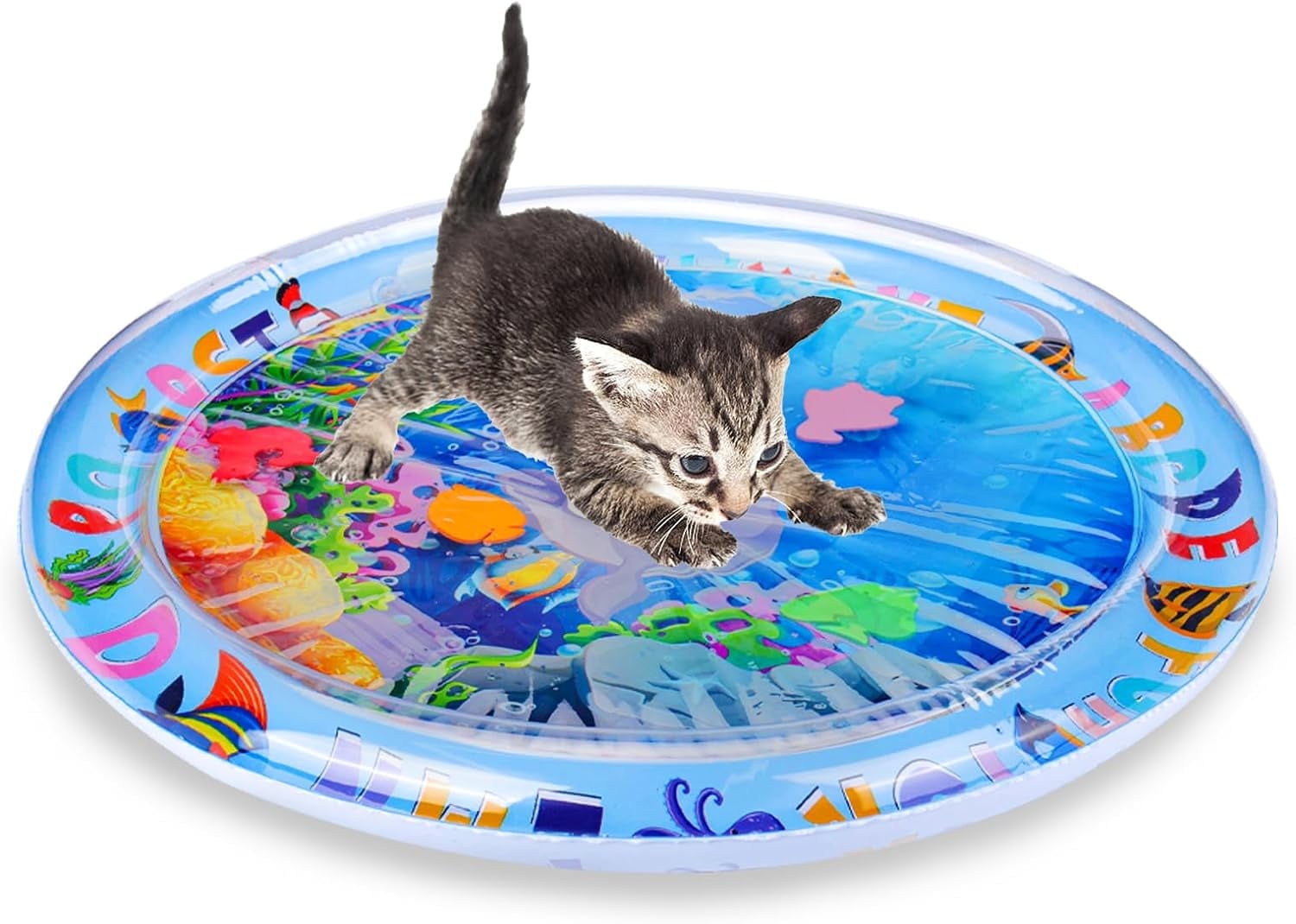 Lomyolo Cat Water Mat for Cats, Upgraded-Thicken Unbreakable Cat Splash Play Mat, Cat Water Play Mat for Indoor Cats, Interactive Cat Toys for Self Play