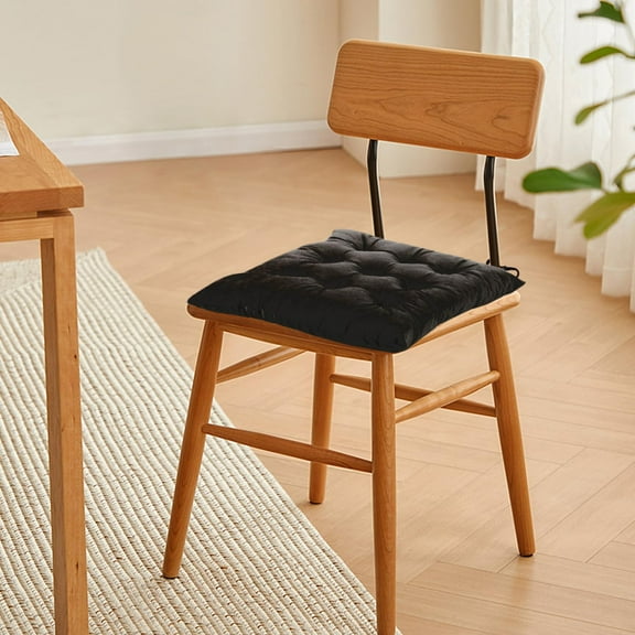 Lomyolo Chair Cushions for Kitchen Chairs 1 Pack Seat Cushion Chair Pads for Dining Patio Home Office Soft Comfort Velvet Square Black 15.5"x15.5"x 4"