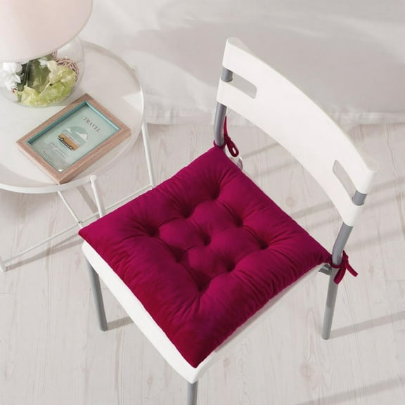 Lomyolo Chair Cushions for Kitchen Chairs 1 Pack Seat Cushion Chair Pads for Dining Patio Home Office Soft Comfort Velvet Square Wine Red 15.5"x15.5"x 4"