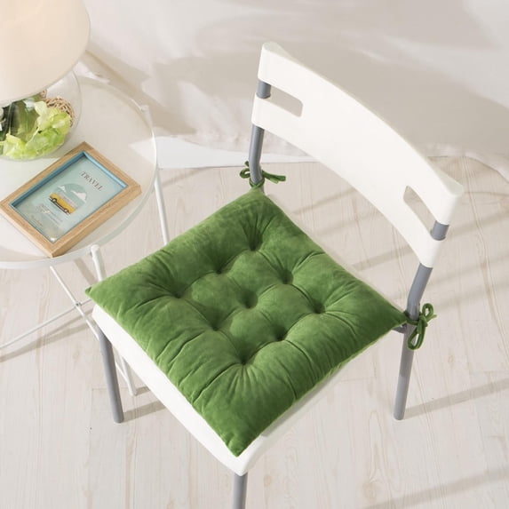 Lomyolo Chair Cushions for Kitchen Chairs 4 Pack Seat Cushion Chair Pads for Dining Patio Home Office Soft Comfort Velvet Square Light Green