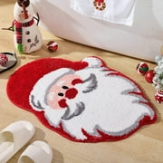 Lomyolo Christmas Bathroom Rugs Bath Mat Christmas Decoration Christmas Tree Santa Decor for The Home, Holiday Cute Green Decor Non-Slip 20''x32''